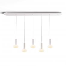 Koncept Inc CMP-L5-S-06-MWT+NA+GLB - Combi Pendant 6" Linear 5 Combo Matte White with Matte White Canopy, Glass Ball attachment, Susp