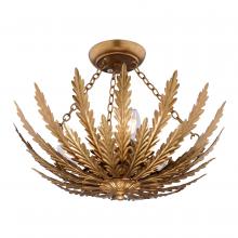 Vaxcel International C0319 - Ozette 18-in. W 3 Light Semi-Flush Mount Heritage Gold