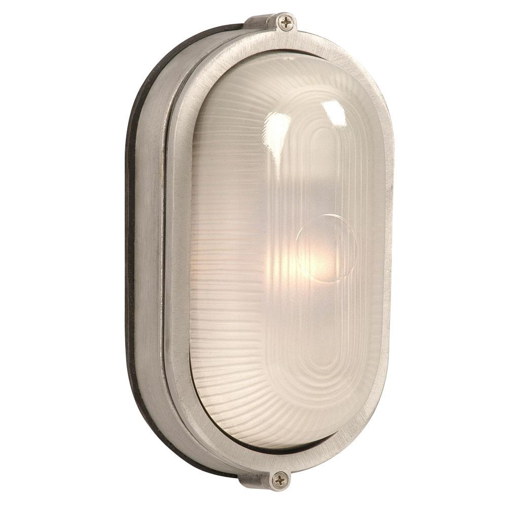 LED Outdoor Cast Aluminum Marine Light - in Satin Aluminum finish with Frosted Glass (Wall or Ceilin