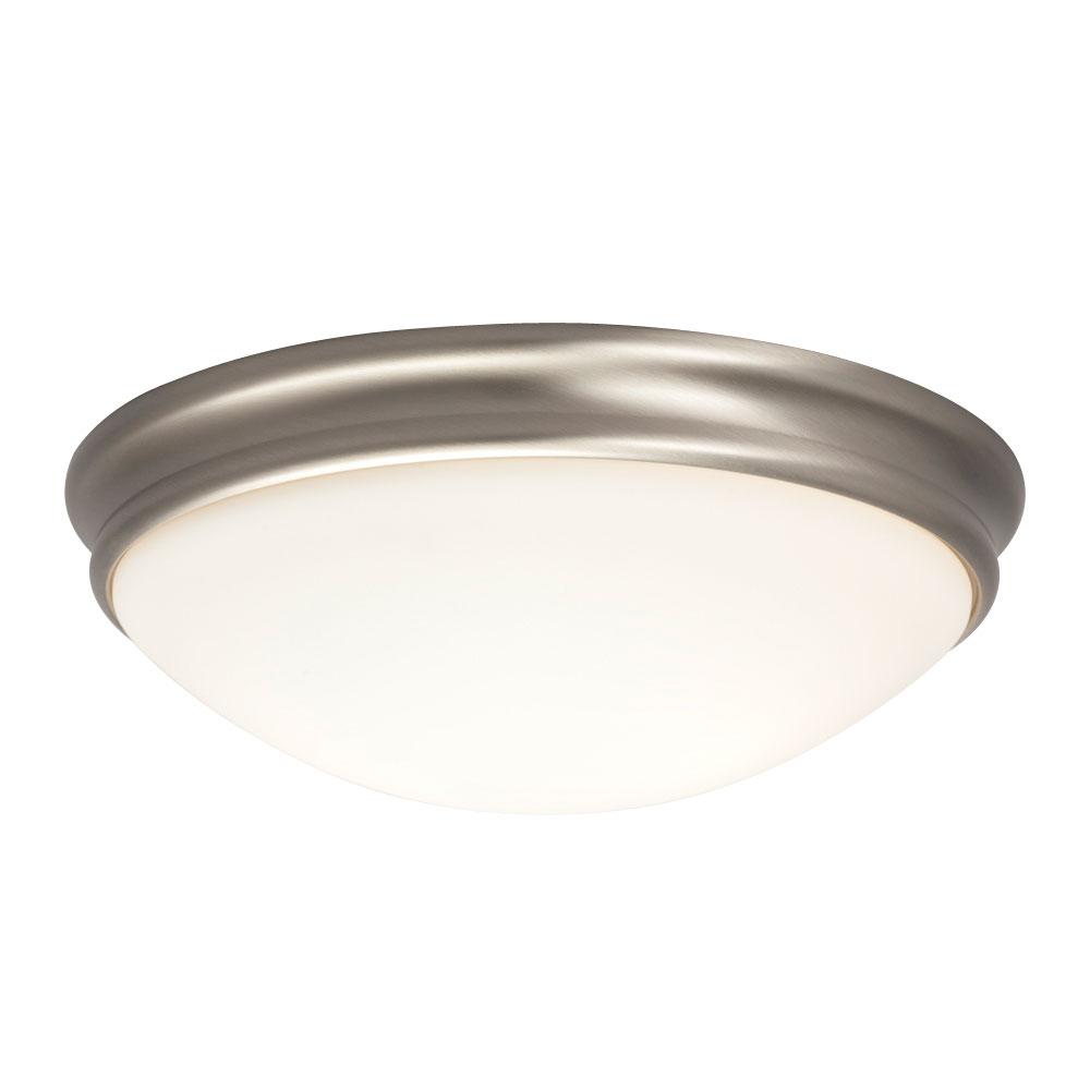 Flush Mount Ceiling Light - in Brushed Nickel finish with White Glass