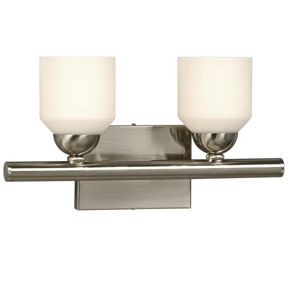 Two Light Vanity - Brushed Nickel w/ Satin White Glass