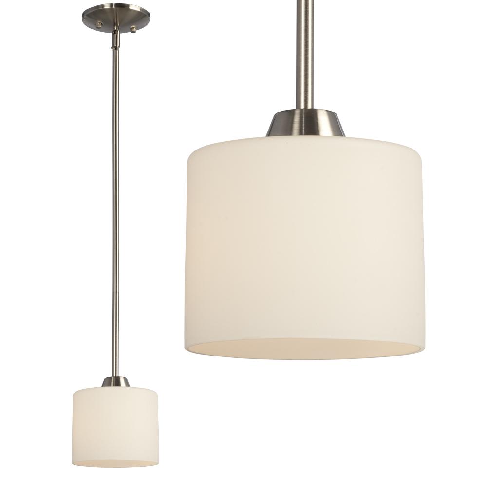 Mini Pendant - Brushed Nickel with Satin White Glass