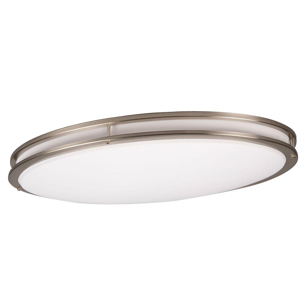 Oval Flush Mount Ceiling Light - in Brushed Nickel finish with White Acrylic Lens (120V MPF, Electro