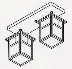 5" mission 2 light ceiling mount without overlay (empty)