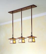 Arroyo Craftsman CICH-8/3TGW-AB - 8" carmel 3 light in-line chandelier with t-bar overlay