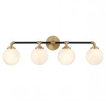 Lighting One US V6-L8-9604-4-143 - Dresden 4-Light Bathroom Vanity Light in Matte Black with Warm Brass Accents