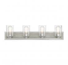 Lighting One US V6-L8-7609-4-165 - Sheppard 4-Light Bathroom Vanity Light in Satin Nickel with Greywood