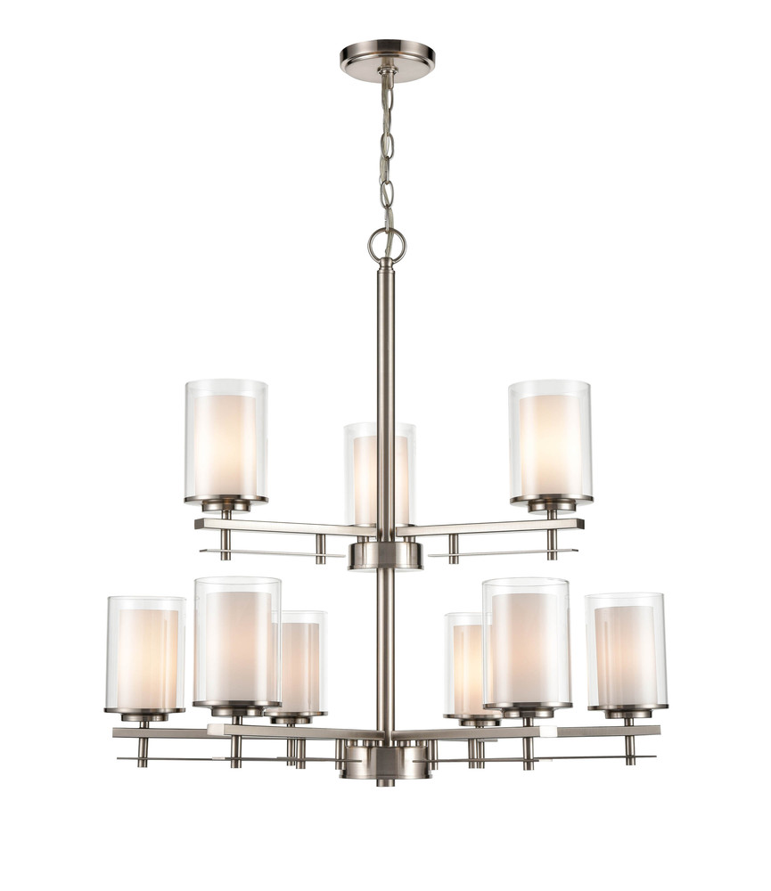 Huderson 9-Light Chandelier Ceiling Light Brushed Nickel