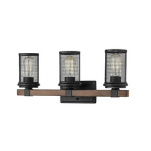 Millennium 3533-MB/WG - Mesa 3-Light Vanity Matte Black/Wood Grain