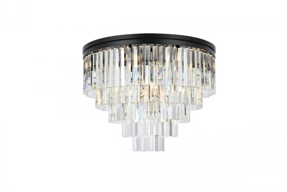 Sydney 17 Light Matte Black Flush Mount Clear Royal Cut Crystal