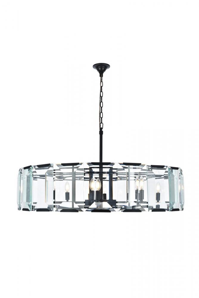 Monaco 10 Light Flat Black (Matte) Chandelier Clear Glass Crystal