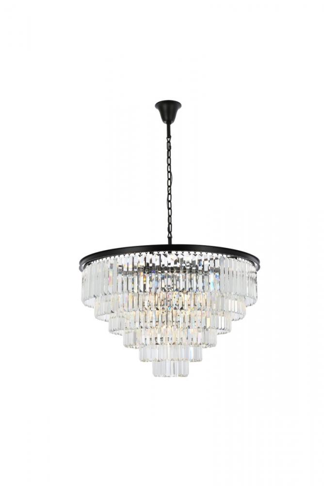 Sydney 33 light Matte Black Chandelier Clear Royal Cut Crystal