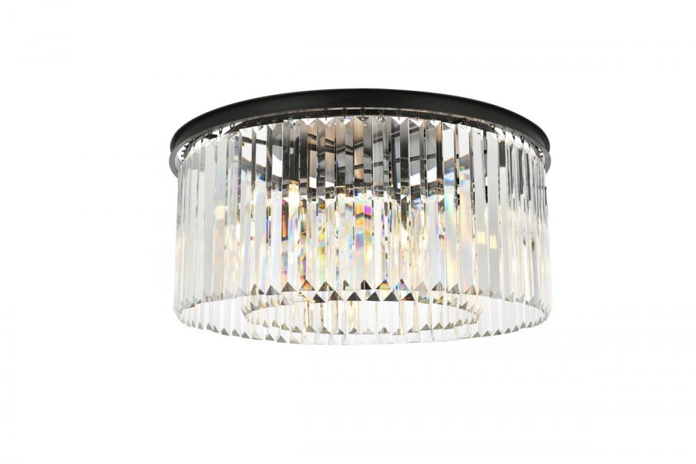 Sydney 8 light Matte Black Flush Mount Clear Royal Cut Crystal