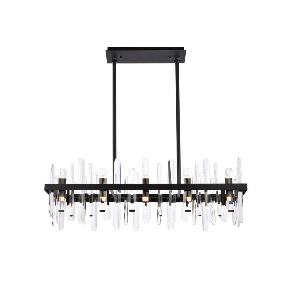 Serena 36 Inch Crystal Rectangle Chandelier in Black