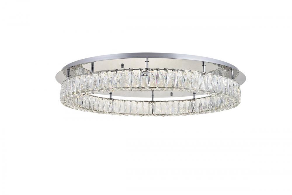 Monroe LED Light Chrome Flush Mount Clear Royal Cut Crystal