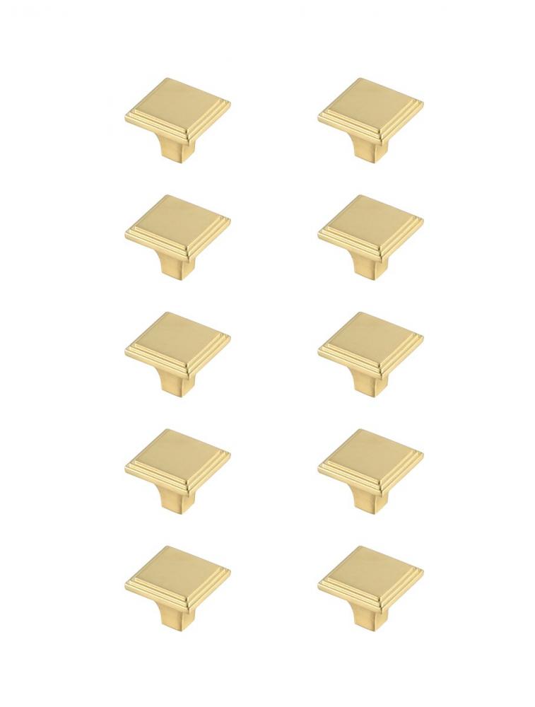 Wilow 1" Brushed Gold Square Knob Multipack (Set of 10)