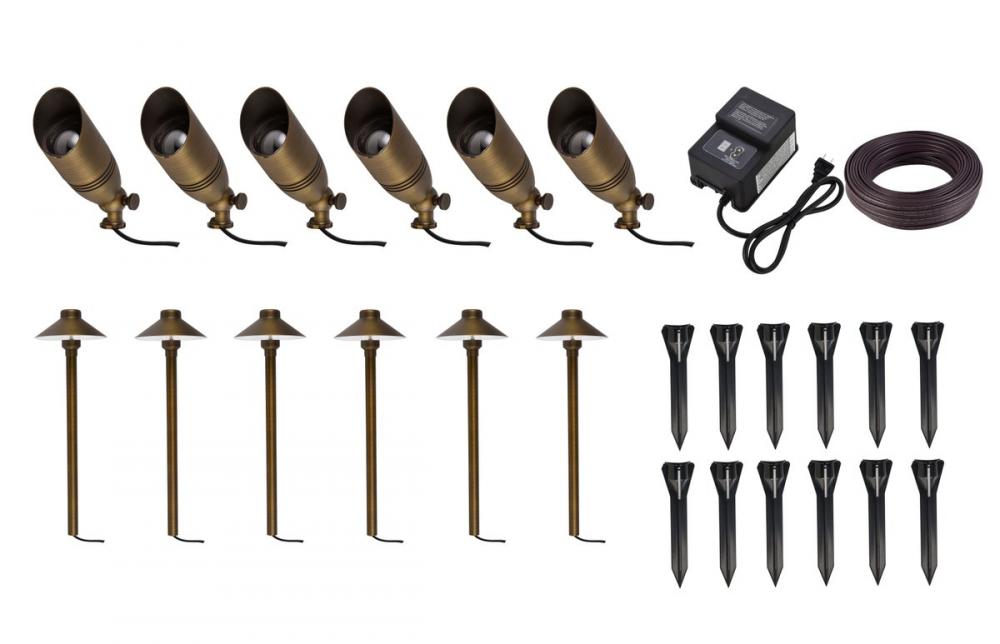 Aera Cast Brass Landscape Lighting Full Starter Pack of 12 Kit 1