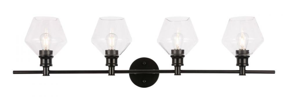 Gene 4 light Black and Clear glass Wall sconce