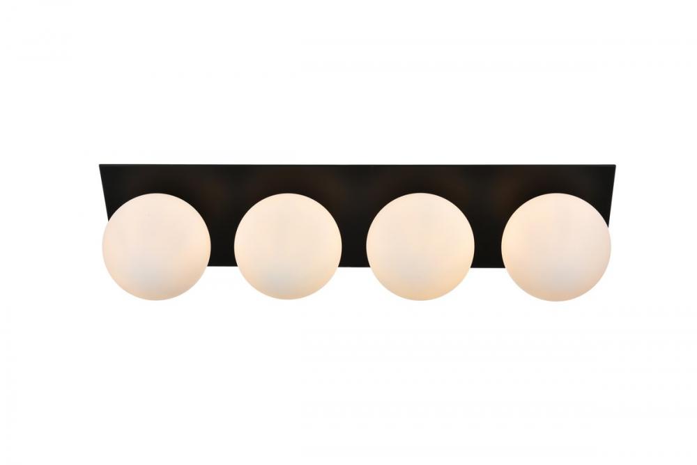 Jillian 4 light Black and frosted white Bath Sconce