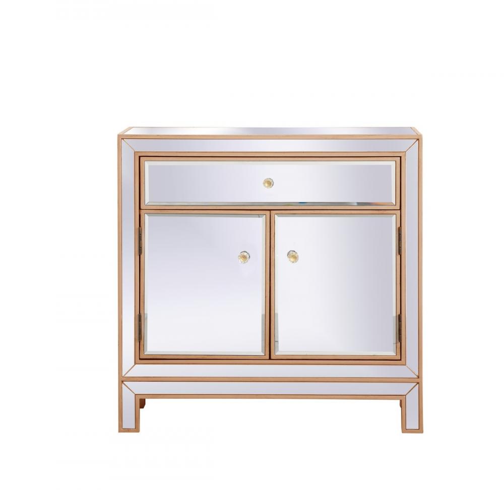 29 in. mirrored cabinet in antique gold