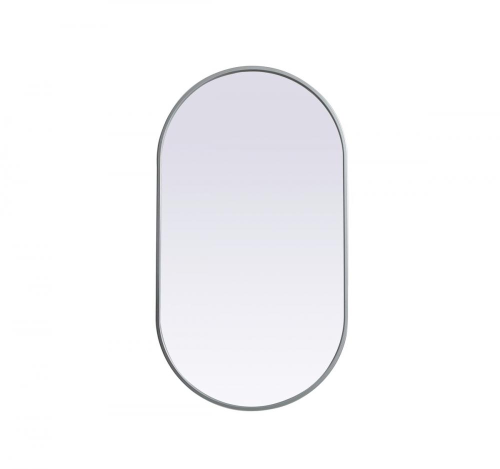 Metal Frame Oval Mirror 20x36 Inch in Silver