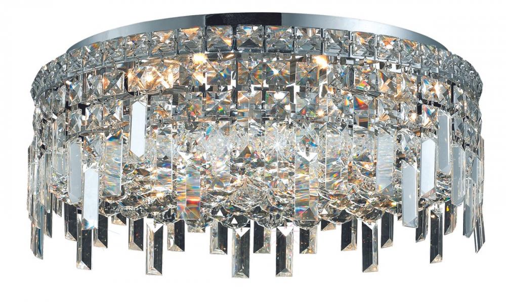 MaxIme 6 Light Chrome Flush Mount Clear Royal Cut Crystal