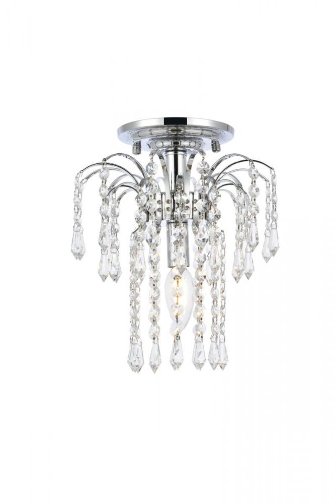 Falls 1 light Chrome Flush Mount Clear Royal Cut Crystal