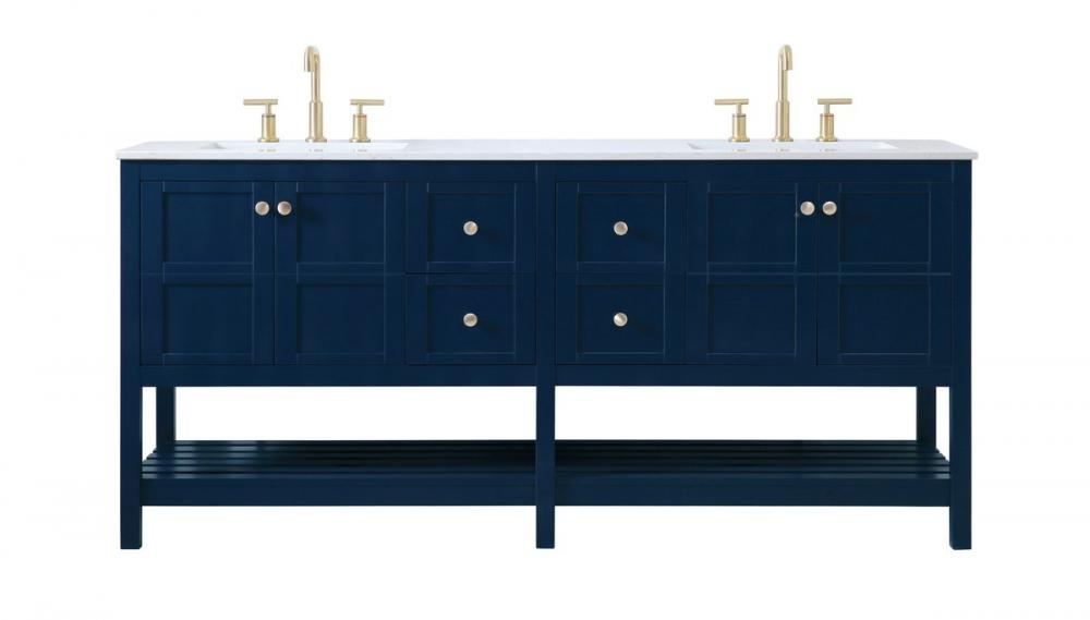 72 inch Double Bathroom Vanity in Blue