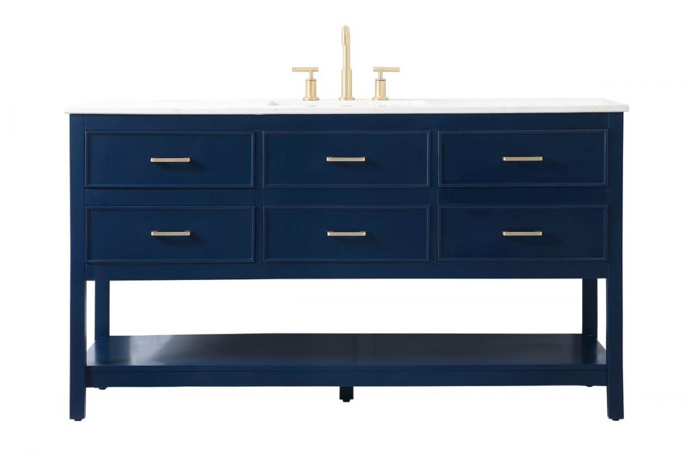 60 inch Single bathroom vanity in blue