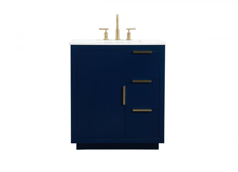 30 inch Single bathroom vanity in blue