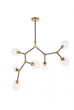 Elegant 1712G57LAB - Cavoli 7 light in Light Antique Brass and Flat Black Pendant