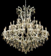 Elegant 2801G52C-GT/RC - Maria Theresa 41 Light Chrome Chandelier Golden Teak (Smoky) Royal Cut Crystal