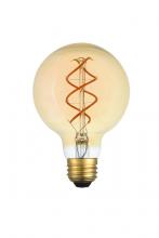 Elegant G25LED302-6PK - LED Decorative Helix Vertical 2000k Nostaligic Filament 6 Watts 300 Lumens Amber Tint G25 Lt Bulb