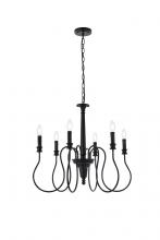 Elegant LD7044D26BK - Flynx 6 lights pendant in black