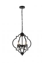 Elegant LD7064D16BK - Sandara 4 Lights Pendant in Black