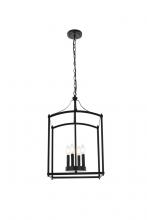 Elegant LD7070D15BK - Janet 4 Lights Pendant in Black