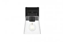 Elegant LD7312W5BLK - Merrick 1 Light Black and Clear Bath Sconce