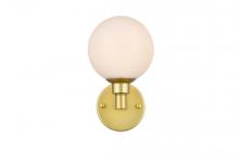 Elegant LD7317W6BRA - Cordelia 1 light Brass and frosted white Bath Sconce