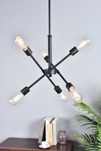 Elegant LD8015D18BLA - Axel 6 Lights Black Pendant with Hanging Rod