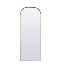 Elegant MR1B2874BRS - Metal Frame Arch Full Length Mirror 28x74 Inch in Brass