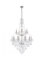 Elegant V7815G33C-GT/RC - Verona 15 Light Chrome Chandelier Golden Teak (Smoky) Royal Cut Crystal