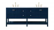 Elegant VF16472DBL - 72 inch Double Bathroom Vanity in Blue