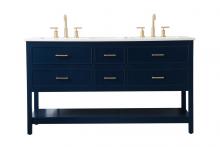 Elegant VF19060DBL - 60 inch double bathroom vanity in blue