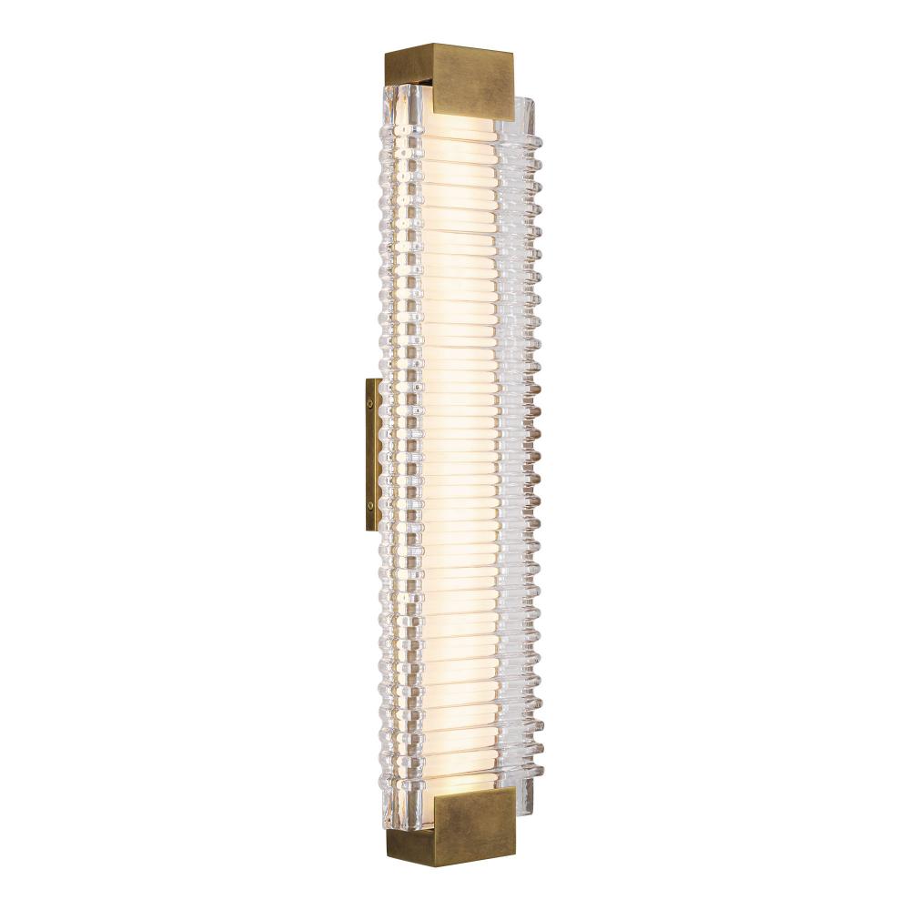 Alai 25-in Vintage Brass/Ribbed Glass LED Wall Vanity