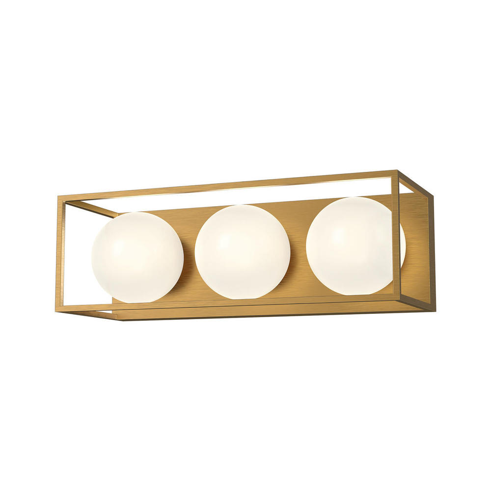 Amelia 19-in Aged Gold/Opal Matte Glass 3 Lights Vanity