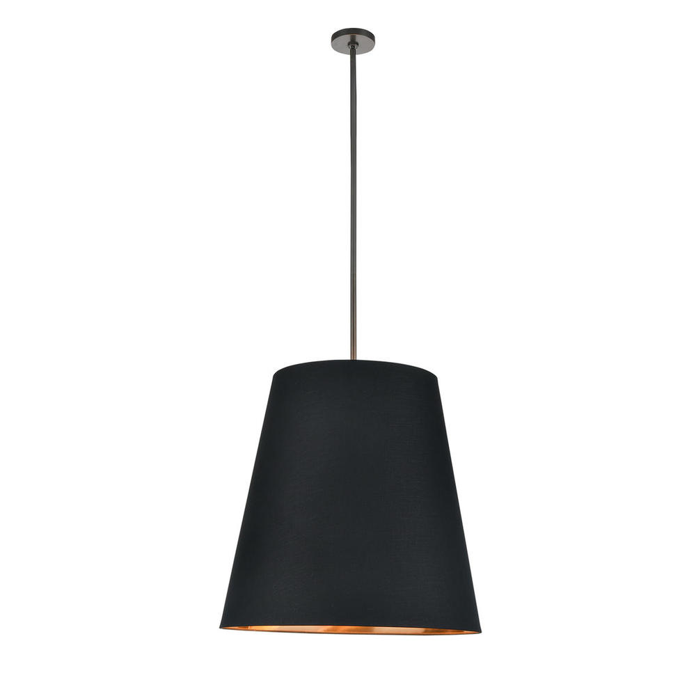 Calor 25-in Black Linen With Gold Parchment/Urban Bronze 3 Lights Pendant