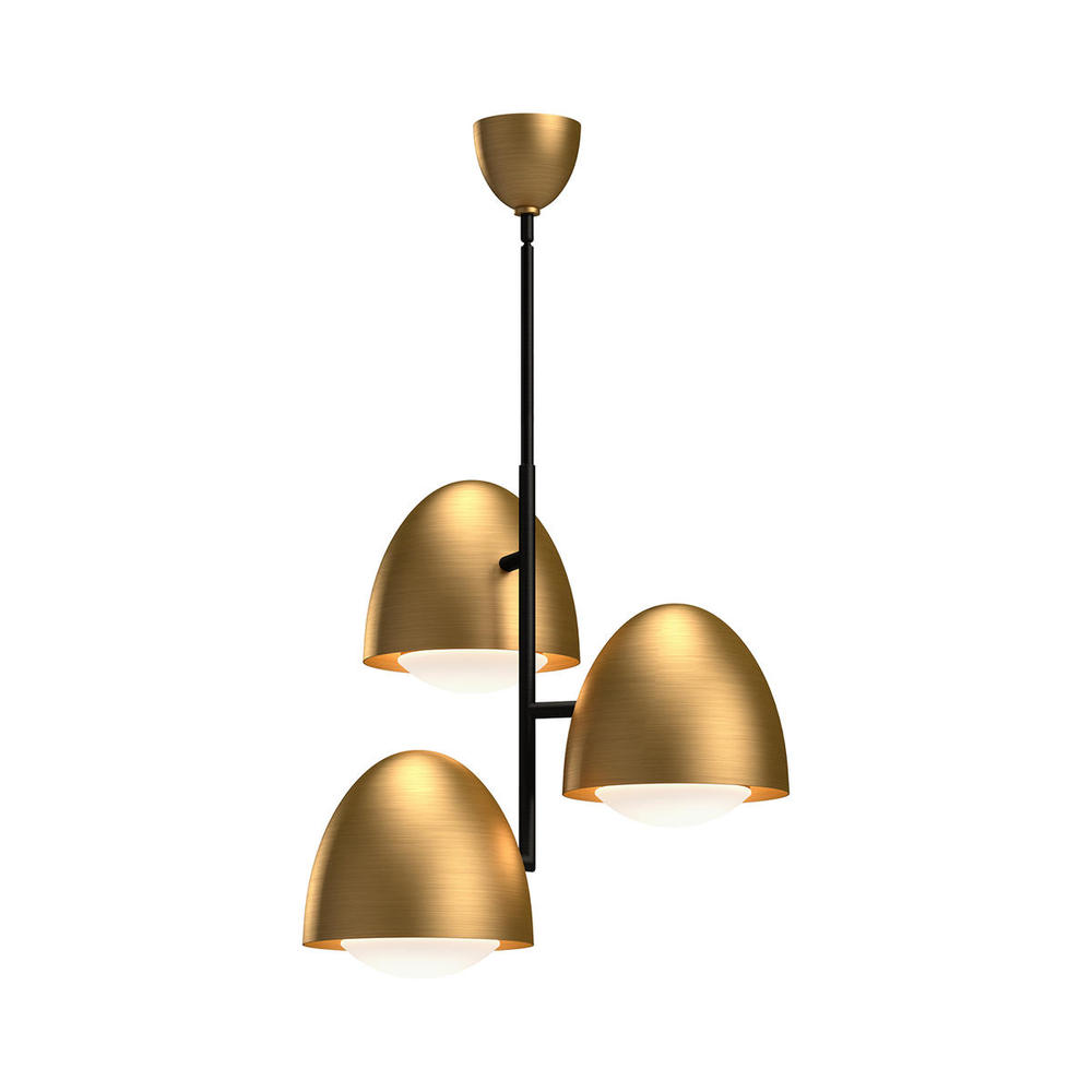 Kenji 24-in Aged Gold/Opal Matte Glass 3 Lights Chandeliers