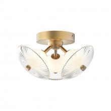 Alora Lighting FM417604BGCR-UNV - Hera 12-in Brushed Gold/Clear Ribbed Glass LED Flush Mount