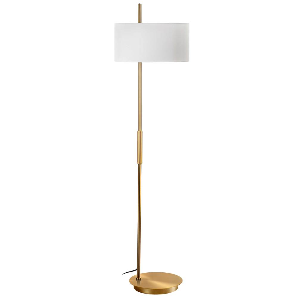 1 Light Incandescent FloorLamp, Aged Brass w/ White Shade