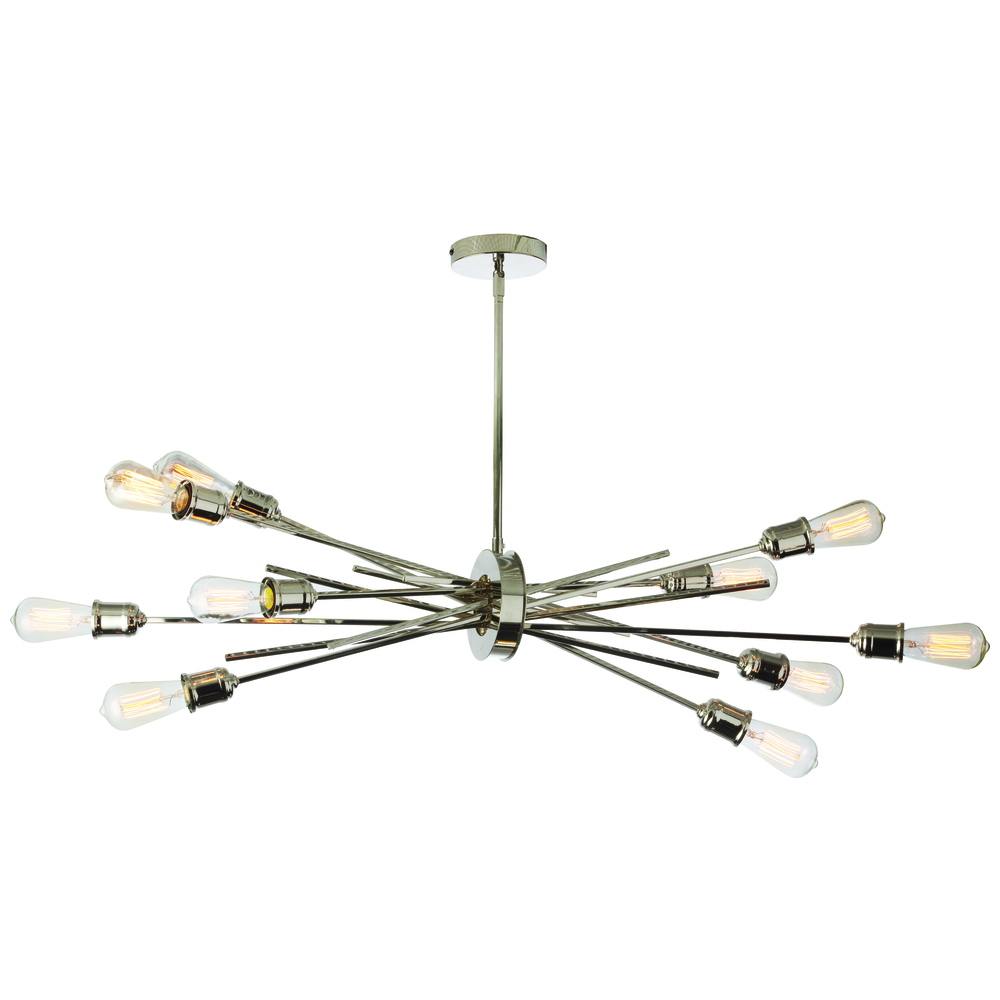 10 Light Horizontal Pendant, Burnished Chrome Finish